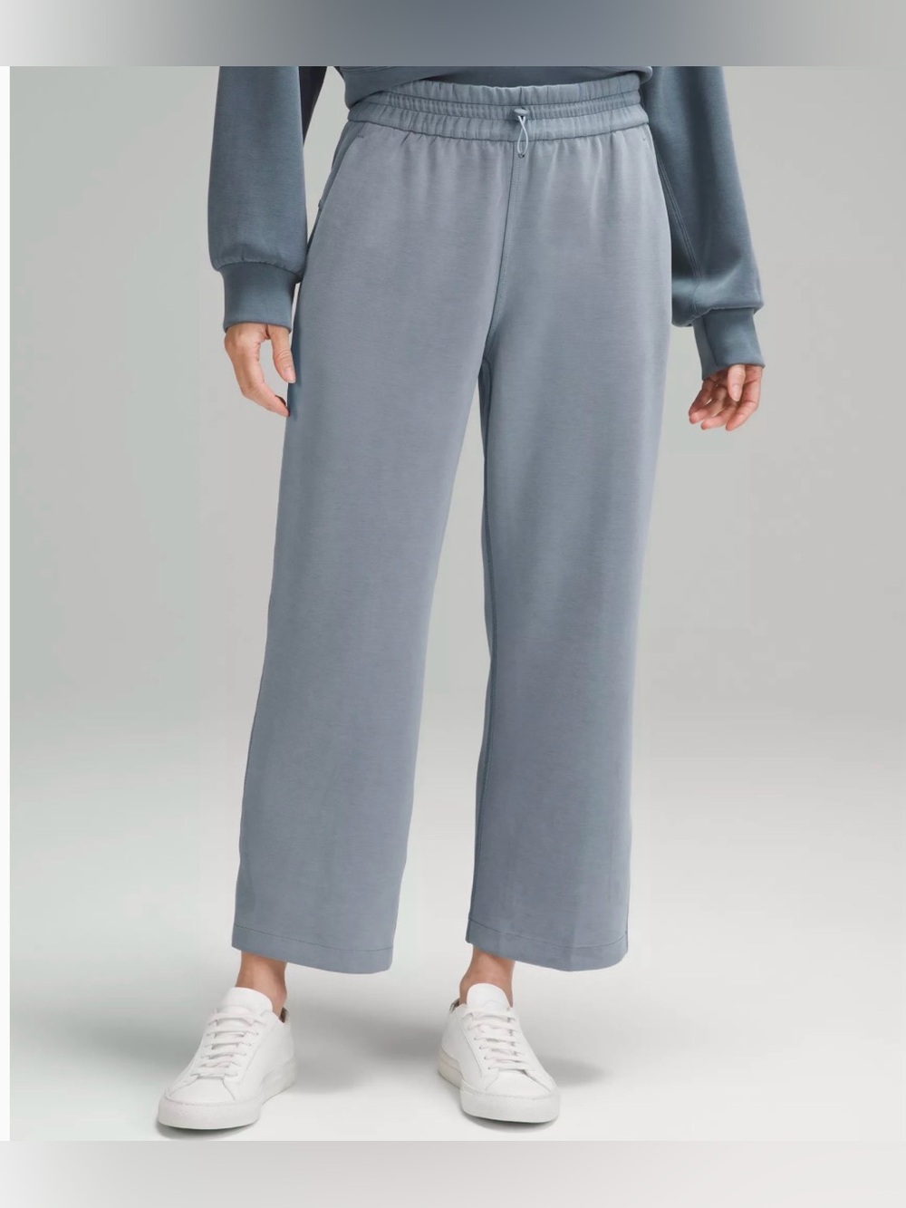 Softstreme High Rise Straight Leg Cropped Blue Grey Pant 24” Belgian Blue US 6